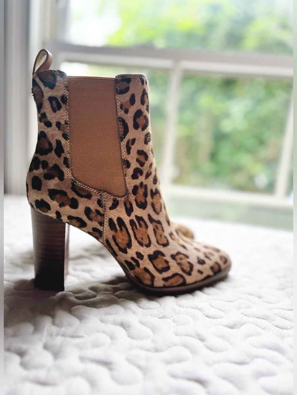 Lauren Ralph Lauren Mylah Boots Women's 7.5 Leopard Print Calf Hair Lug Sole